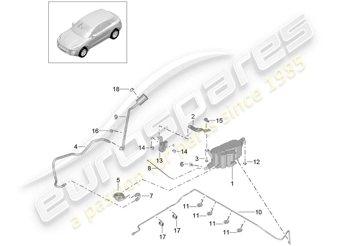 Porsche Macan (2015) EVAPORATIVE EMISSION CANISTER Part Diagram