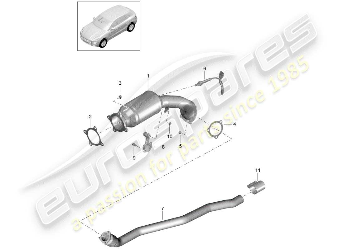 Porsche Macan (2015) Exhaust System Part Diagram