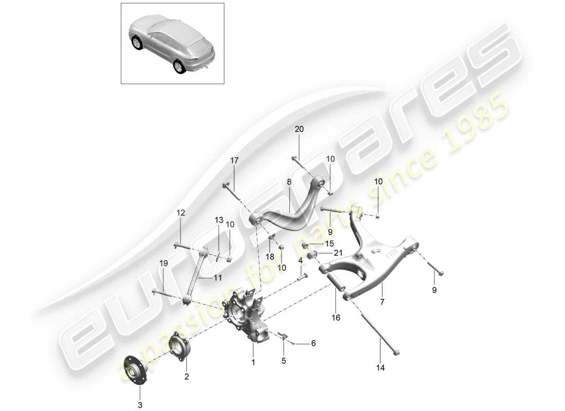 Porsche Macan (2015) rear axle Part Diagram