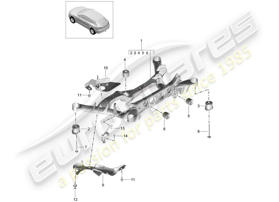 Porsche Macan (2015) rear axle Part Diagram