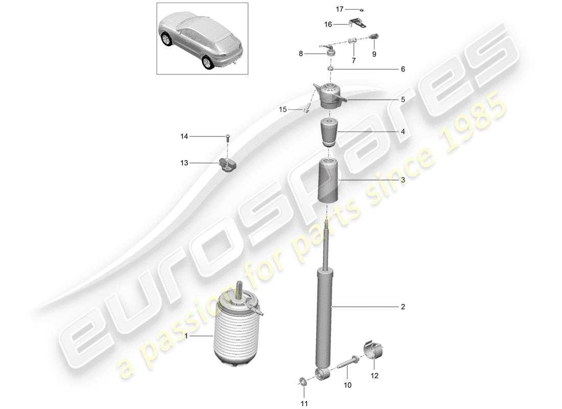 Porsche Macan (2015) air spring Part Diagram