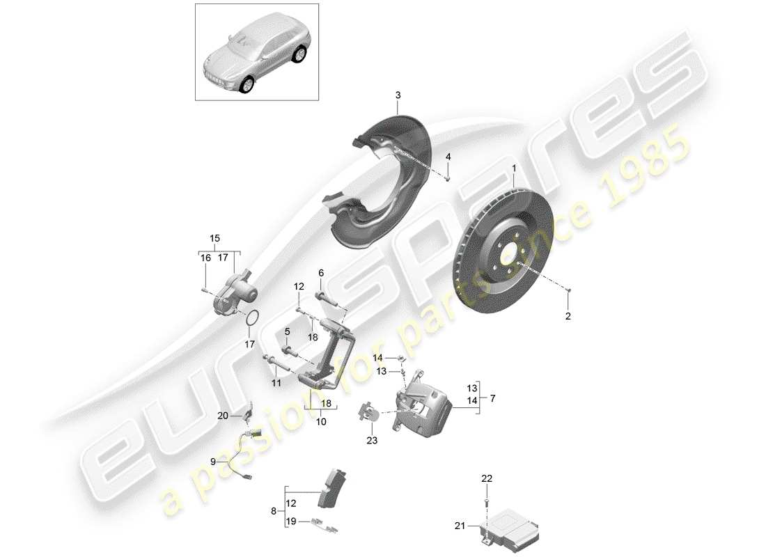 Porsche Macan (2015) disc brakes Part Diagram