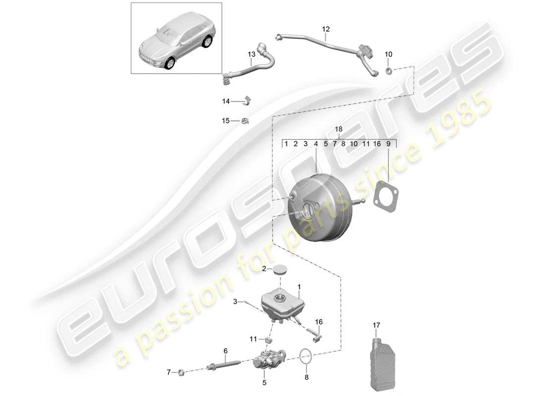 Porsche Macan (2015) brake master cylinder Part Diagram