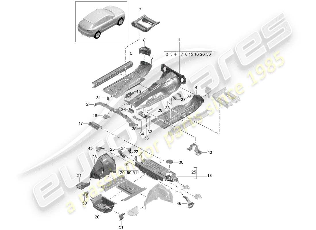 Porsche Macan (2015) floor plates Part Diagram