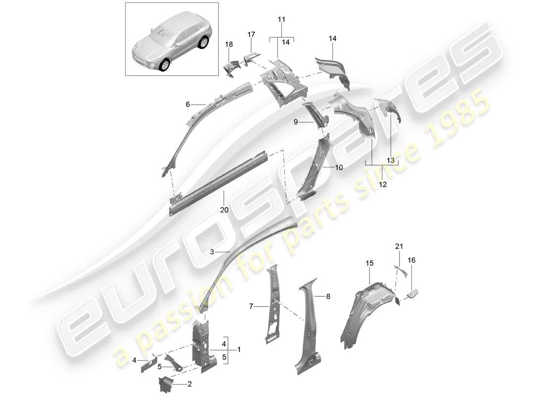 Porsche Macan (2015) SIDE PANEL Part Diagram