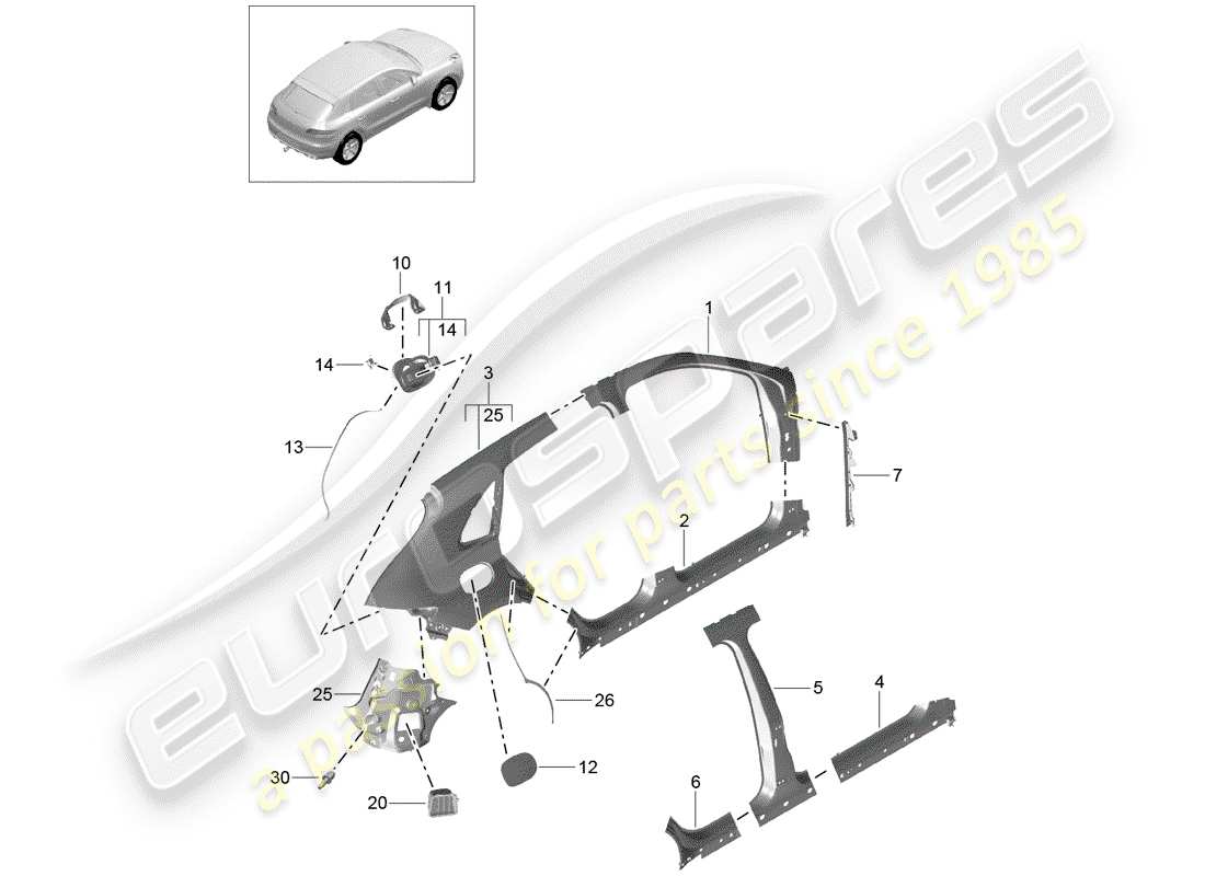 Porsche Macan (2015) SIDE PANEL Part Diagram