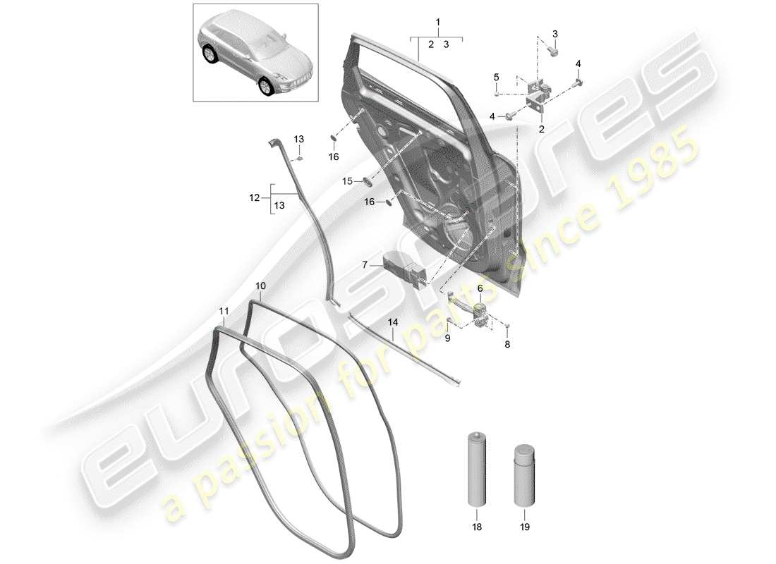 Porsche Macan (2015) DOOR SHELL Part Diagram