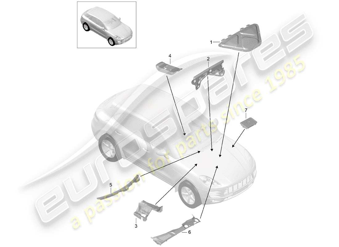 Porsche Macan (2015) sound absorber Part Diagram