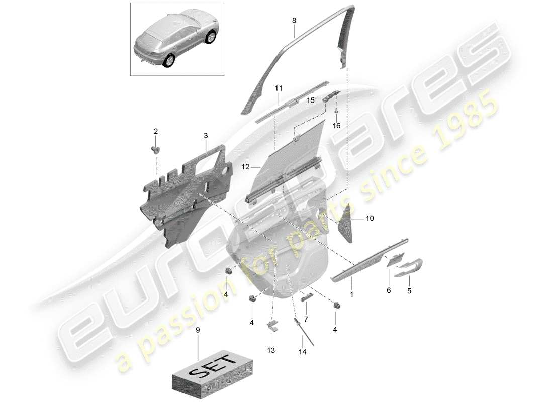 Porsche Macan (2015) Accessories Part Diagram