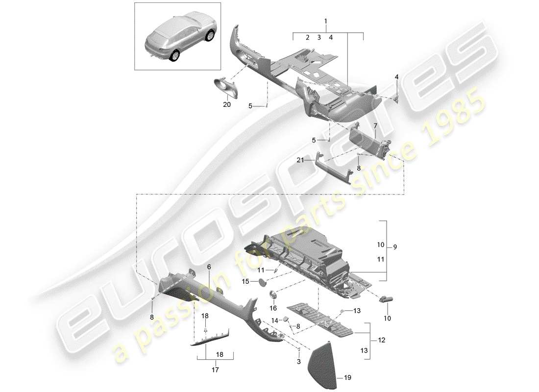 Porsche Macan (2015) GLOVE BOX Part Diagram