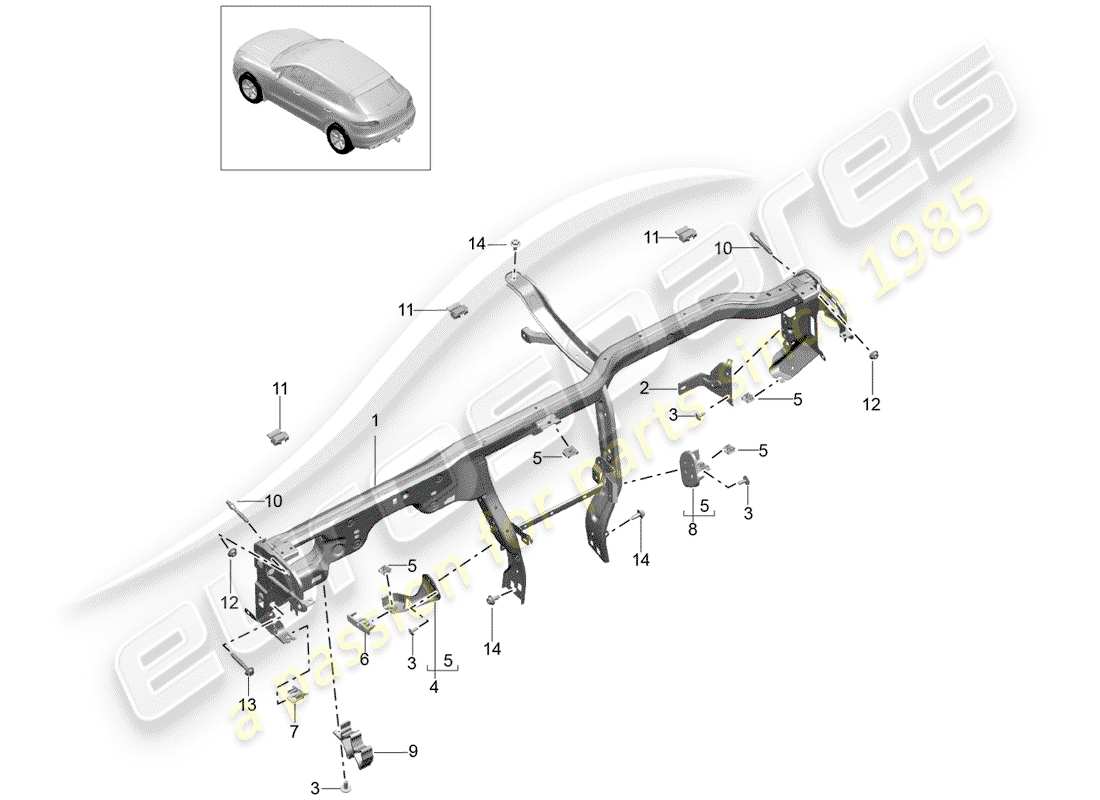 Porsche Macan (2015) retaining frame Part Diagram