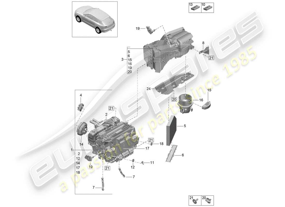 Porsche Macan (2015) AIR CONDITIONER Part Diagram
