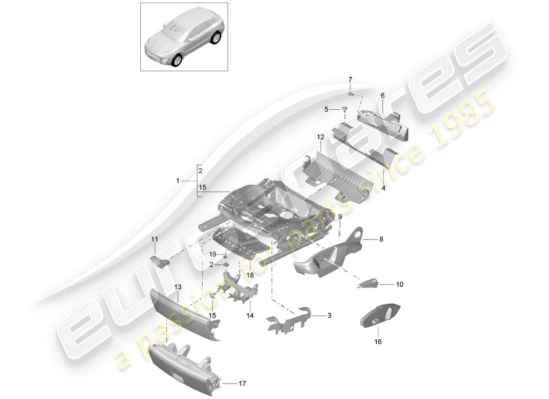 Porsche Macan (2015) seat frame Part Diagram