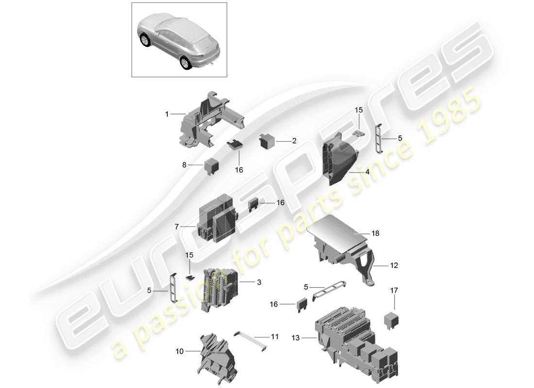 Porsche Macan (2015) FUSE BOX Part Diagram