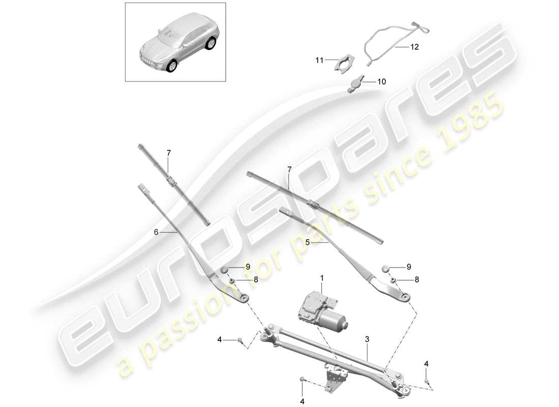 Porsche Macan (2015) WINDSHIELD WIPER SYSTEM COMPL. Part Diagram