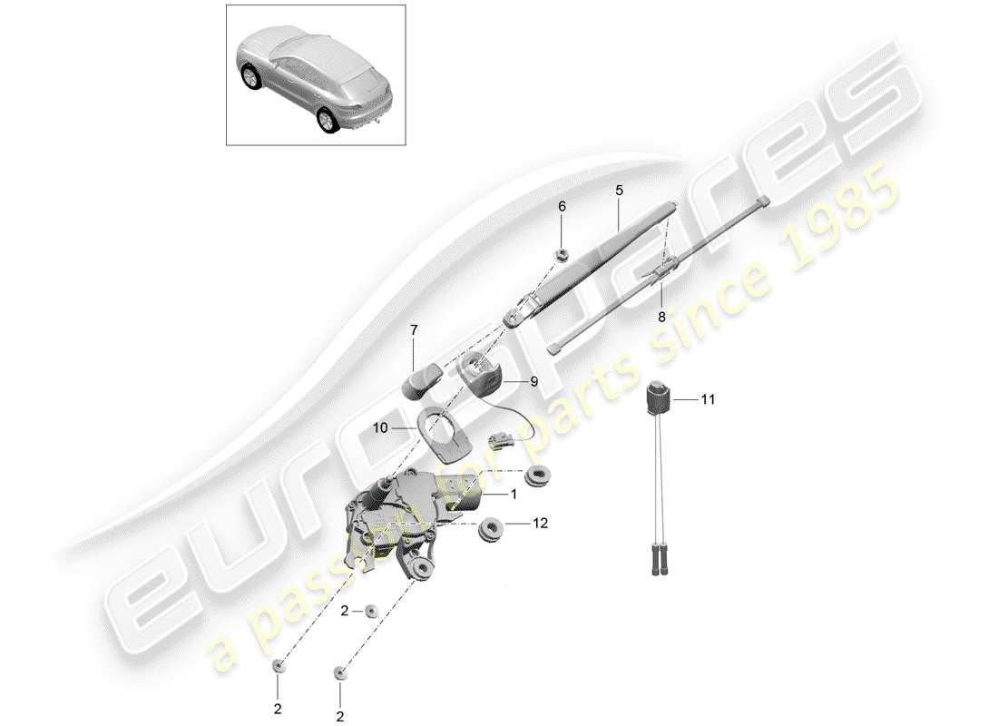 Porsche Macan (2015) REAR WINDOW WIPER Part Diagram