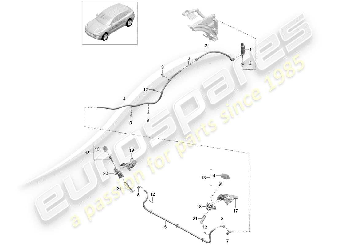 Porsche Macan (2015) HEADLIGHT WASHER SYSTEM Part Diagram