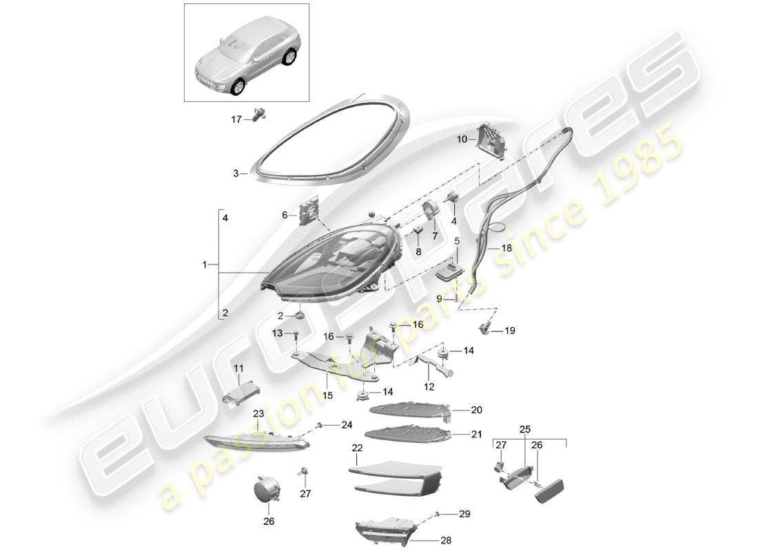 Porsche Macan (2015) LED HEADLIGHT Part Diagram