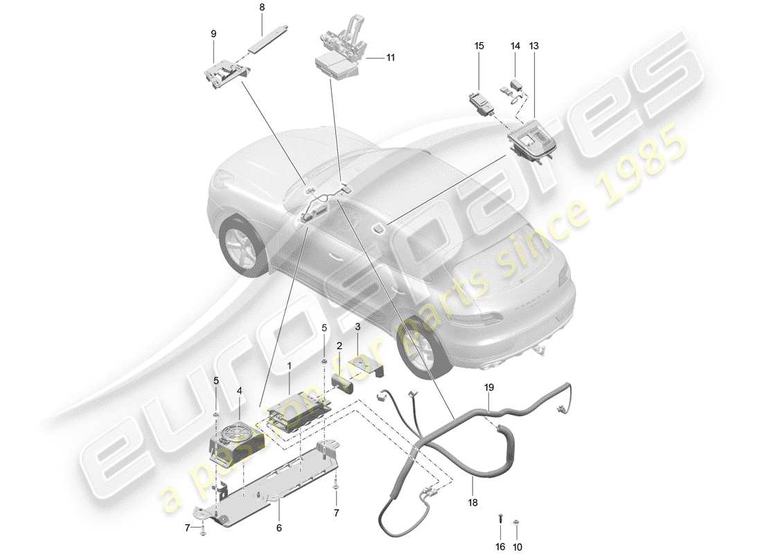 Porsche Macan (2015) for vehicles with telephone Part Diagram