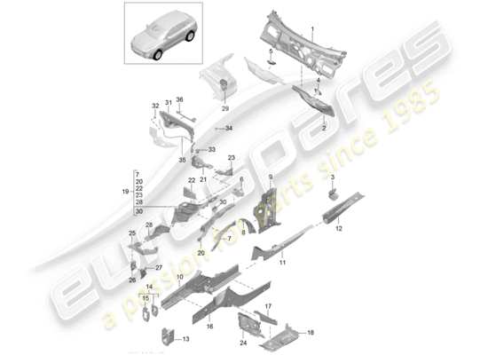 a part diagram from the Porsche Macan parts catalogue