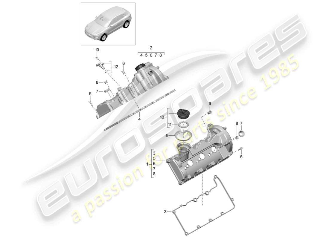 Porsche Macan (2017) valve cover Parts Diagram (103020)