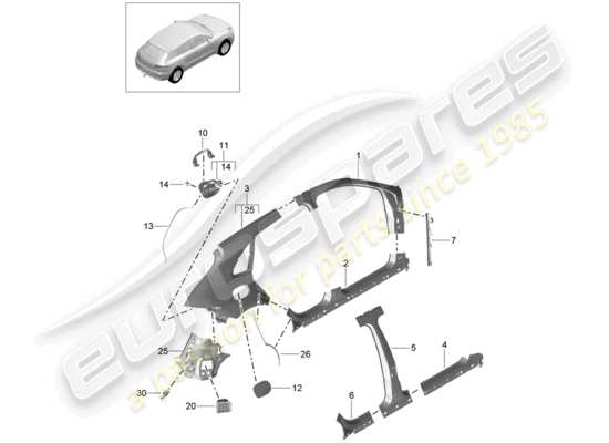 a part diagram from the Porsche Macan parts catalogue