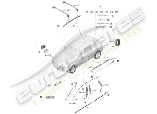 a part diagram from the Porsche Macan (2018) parts catalogue