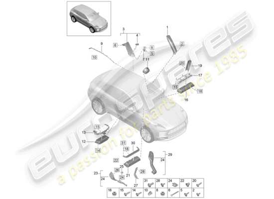 a part diagram from the Porsche Macan parts catalogue