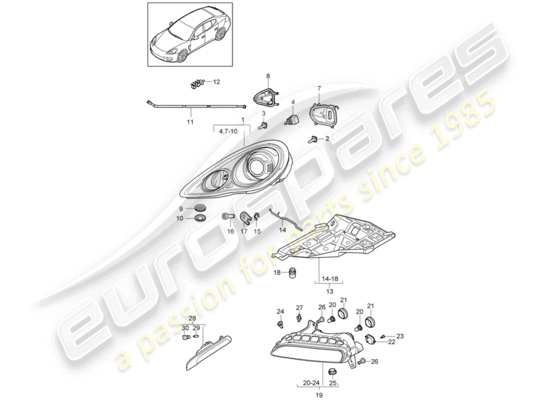 a part diagram from the Porsche Panamera 970 parts catalogue