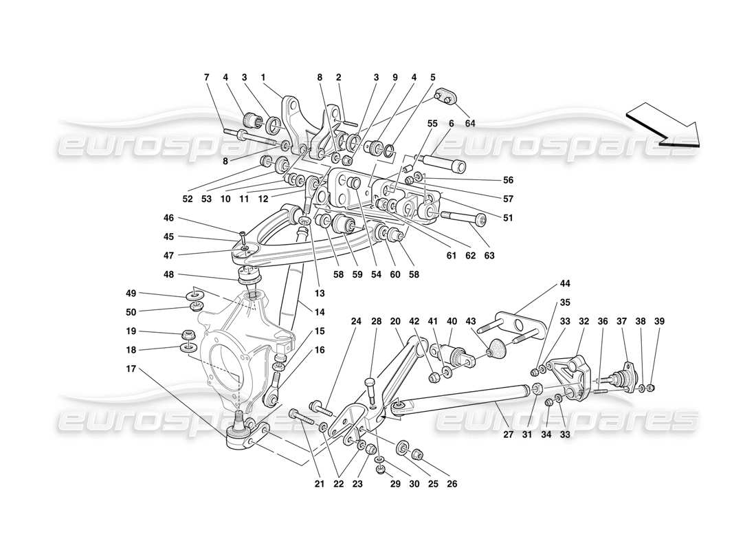 Ferrari F50 Front Suspension - Wishbones Part Diagram
