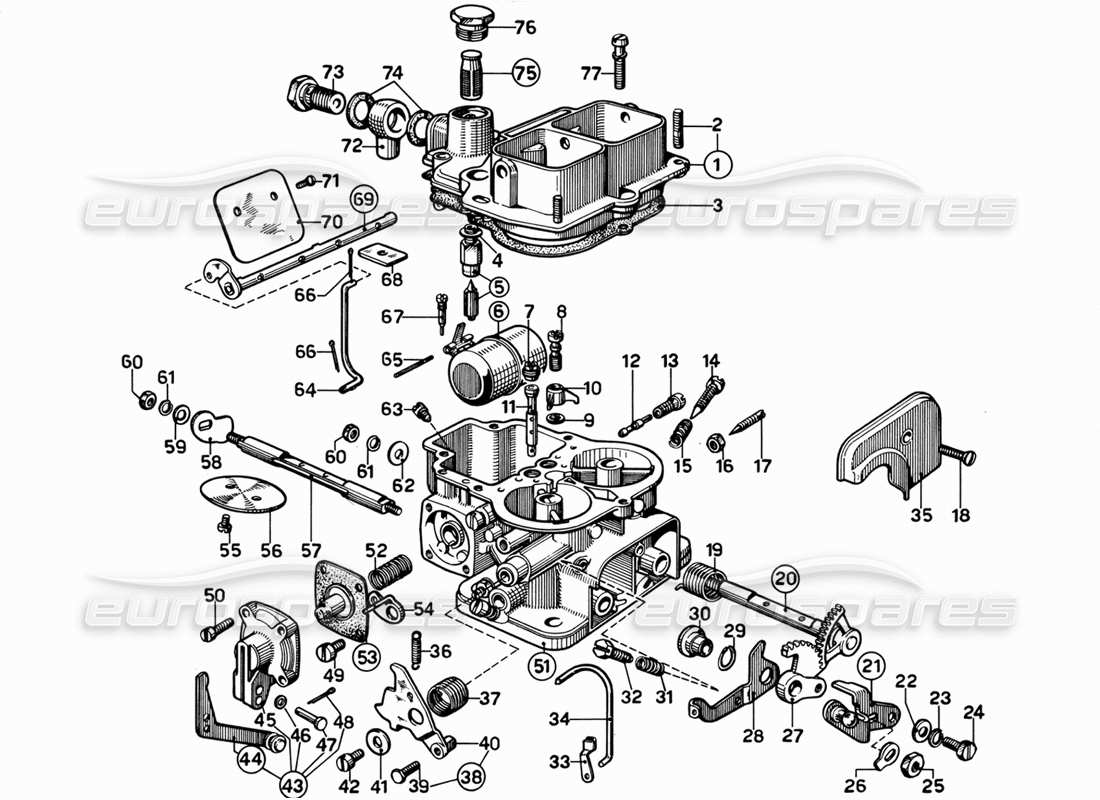 Ferrari 365 GT 2+2 (Mechanical) Weber Carburettor (40 DFI-5) Parts Diagram