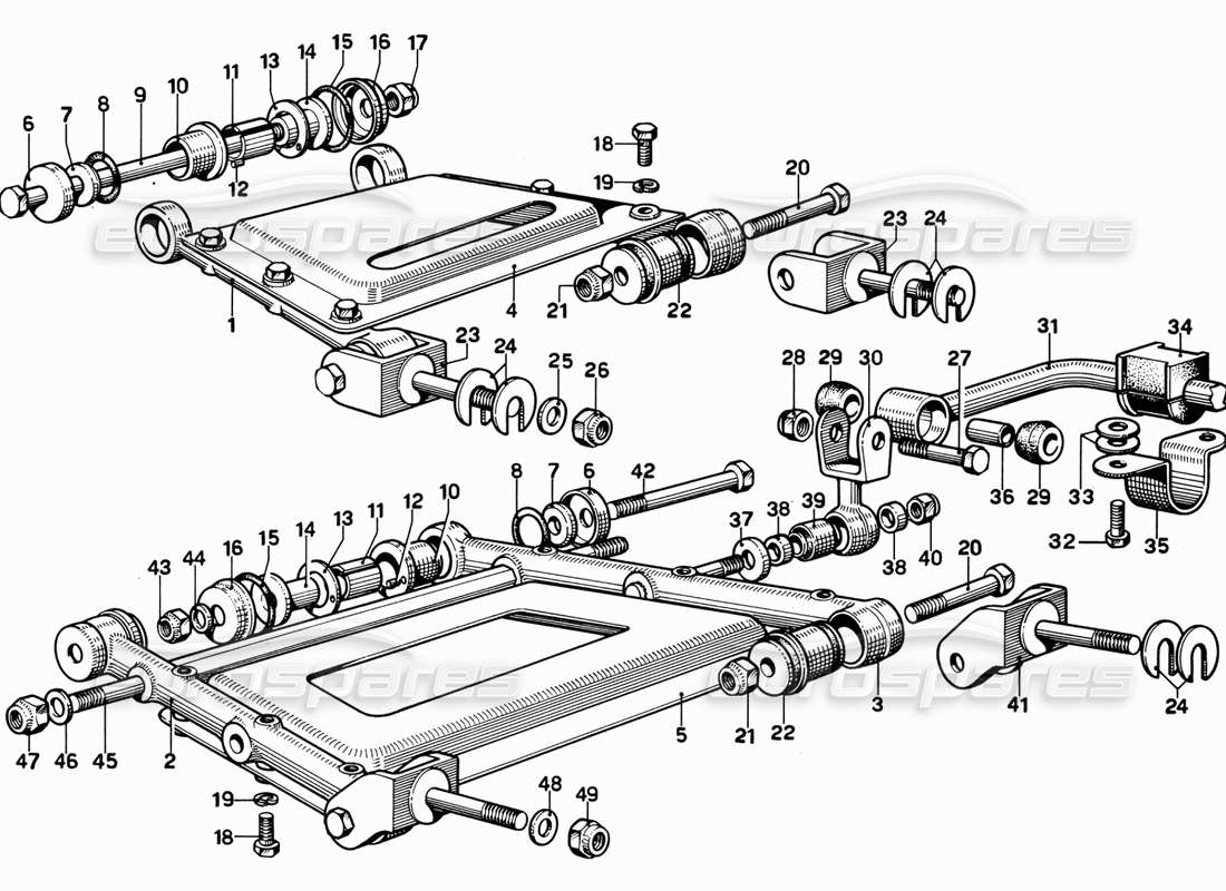 Ferrari 365 GT 2+2 (Mechanical) Rear Suspension Parts Diagram