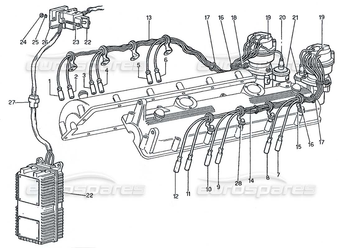 Ferrari 365 GT 2+2 (Mechanical) ignition Parts Diagram