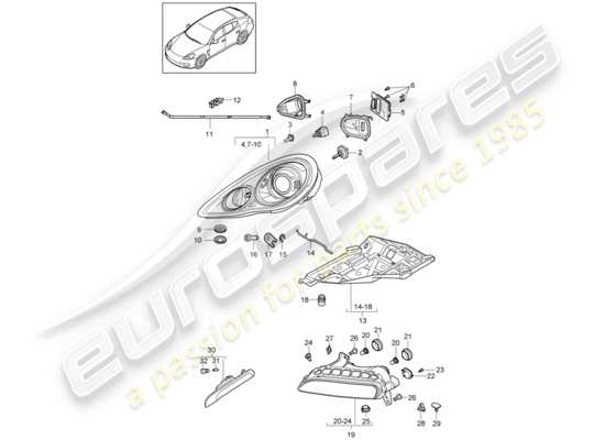 a part diagram from the Porsche Panamera 970 parts catalogue