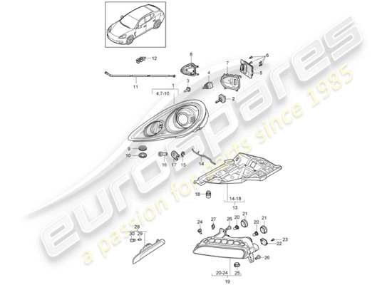 a part diagram from the Porsche Panamera 970 parts catalogue