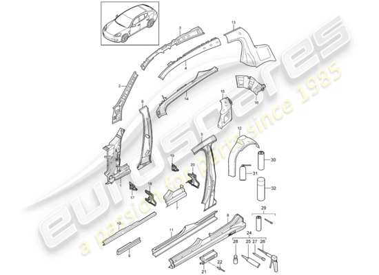 a part diagram from the Porsche Panamera 970 parts catalogue