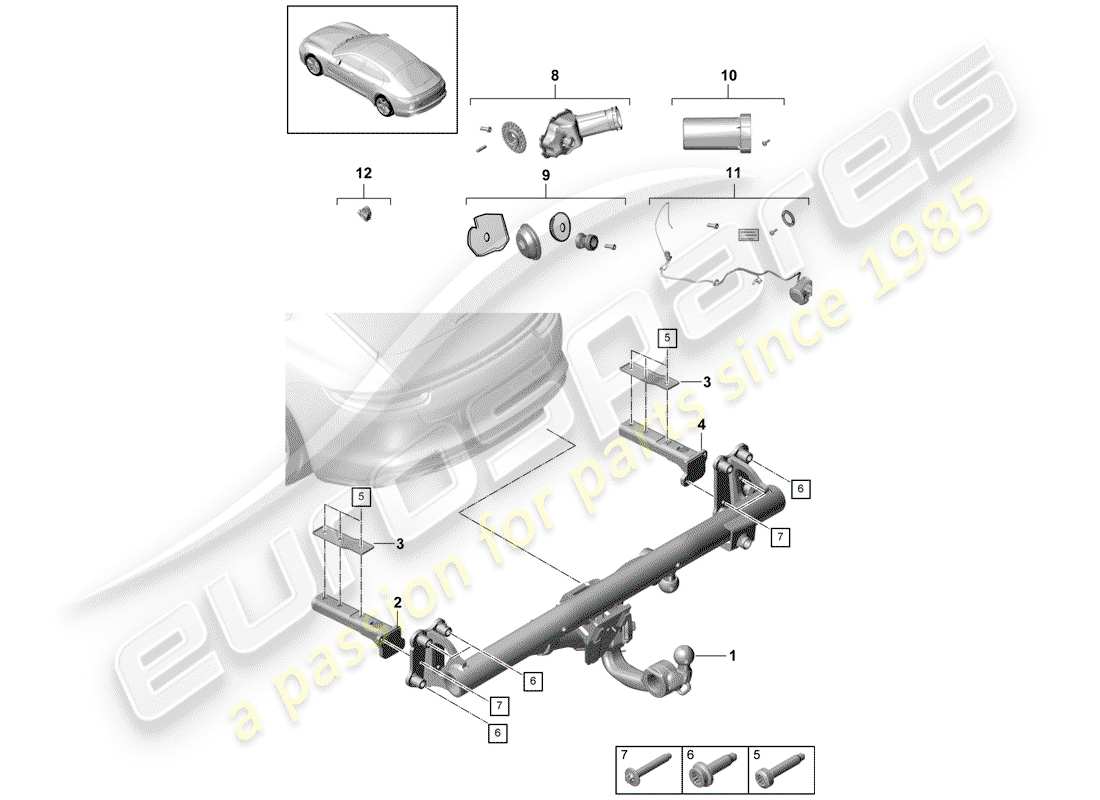 Porsche Panamera 971 (2017) TOW HITCH Parts Diagram