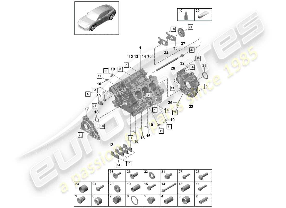 Porsche Panamera 971 (2017) crankcase Parts Diagram
