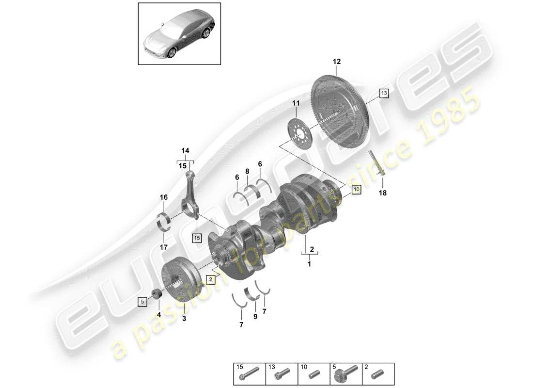 Porsche Panamera 971 (2017) crankshaft Parts Diagram