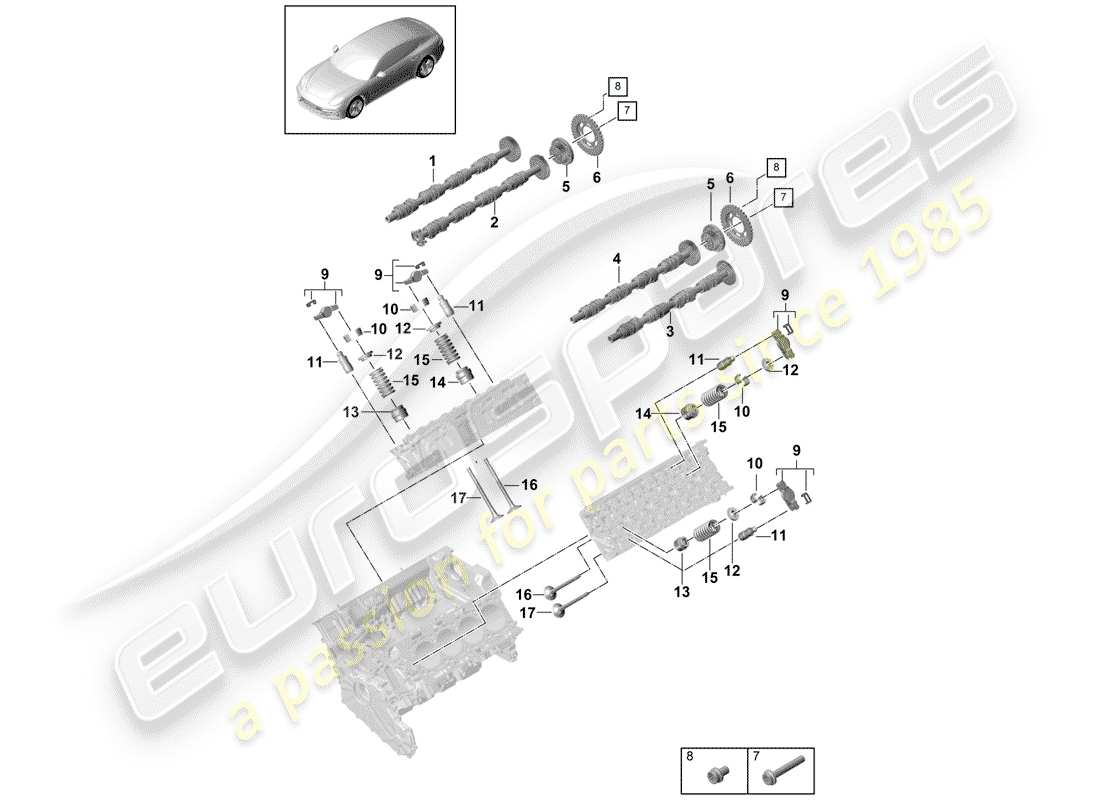 Porsche Panamera 971 (2017) CAMSHAFT, VALVES Parts Diagram