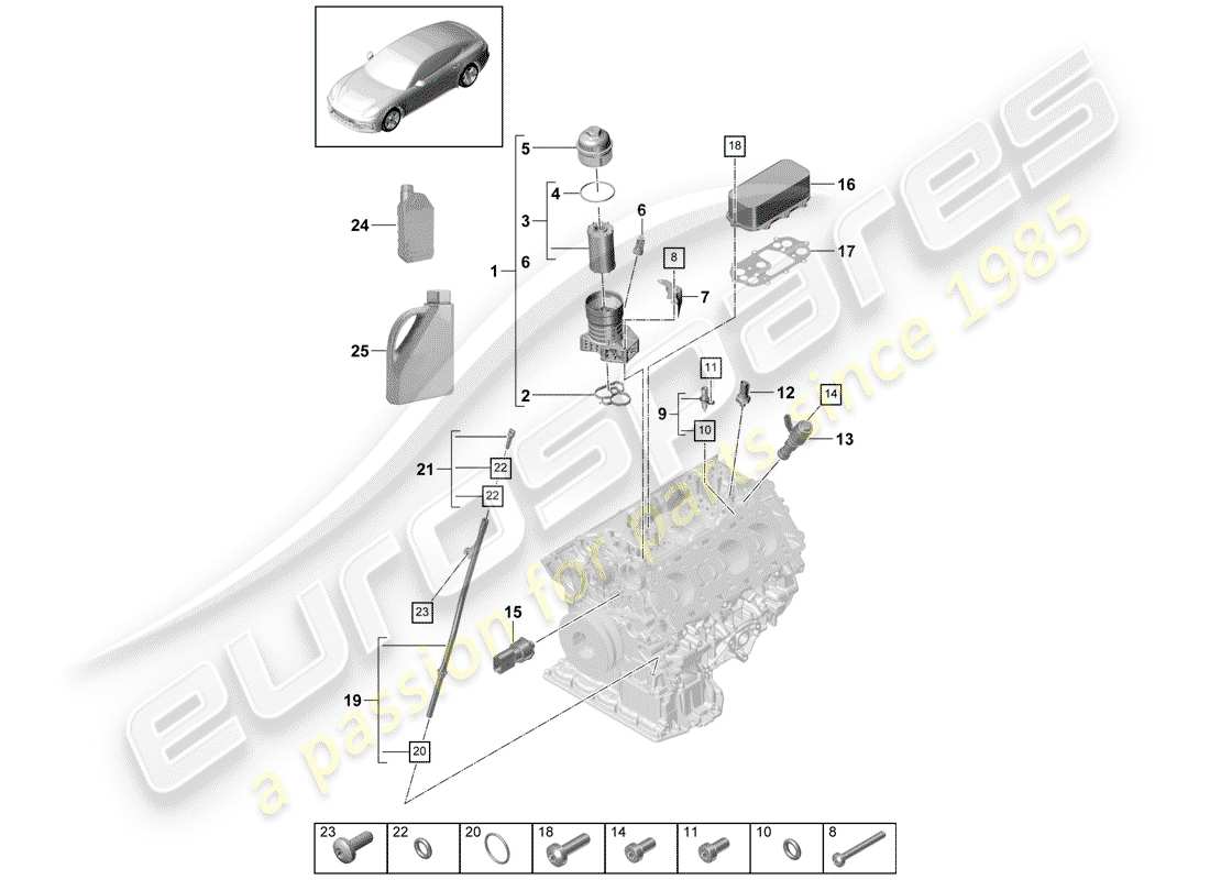 Porsche Panamera 971 (2017) OIL FILTER Parts Diagram