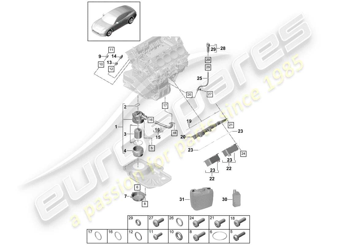 Porsche Panamera 971 (2017) OIL FILTER Parts Diagram