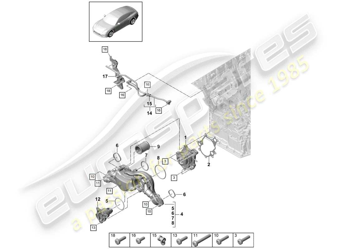 Porsche Panamera 971 (2017) WATER PUMP Parts Diagram