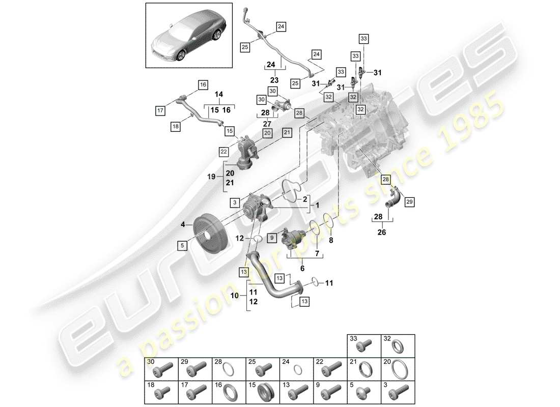 Porsche Panamera 971 (2017) WATER PUMP Parts Diagram