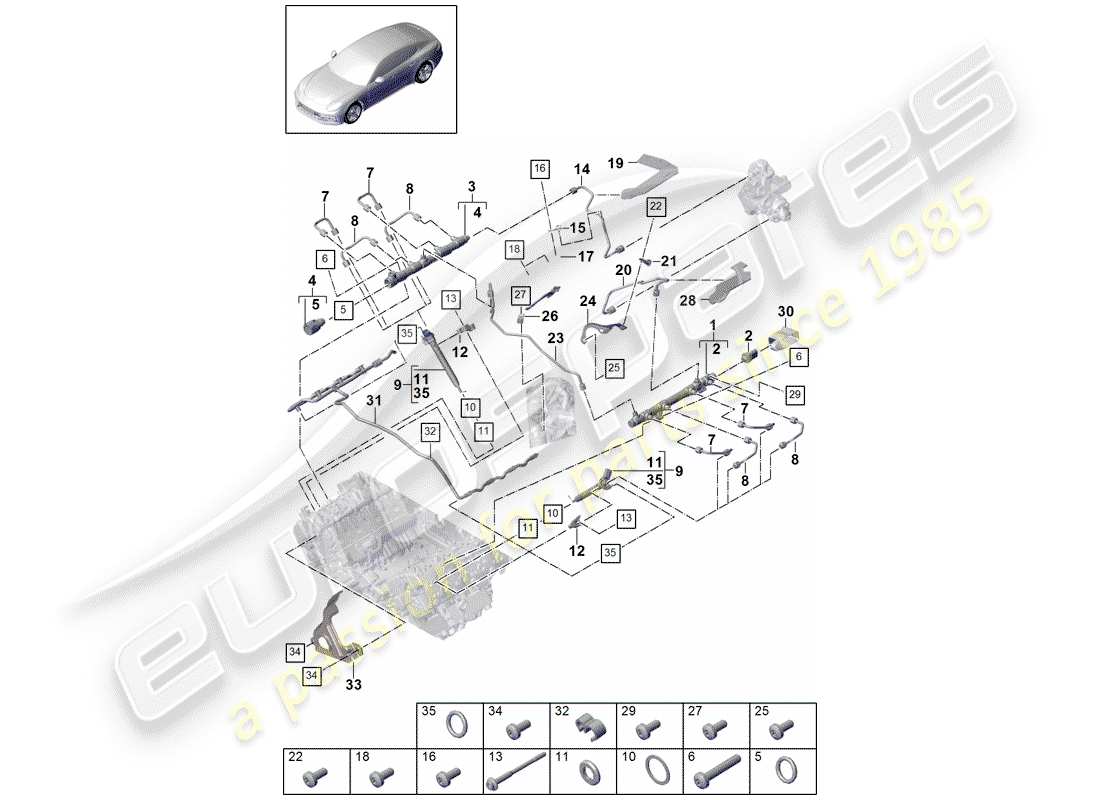 Porsche Panamera 971 (2017) FUEL COLLECTION PIPE Parts Diagram