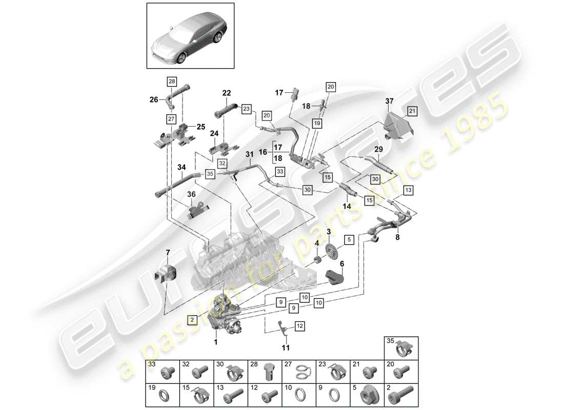 Porsche Panamera 971 (2017) high pressure pump Parts Diagram