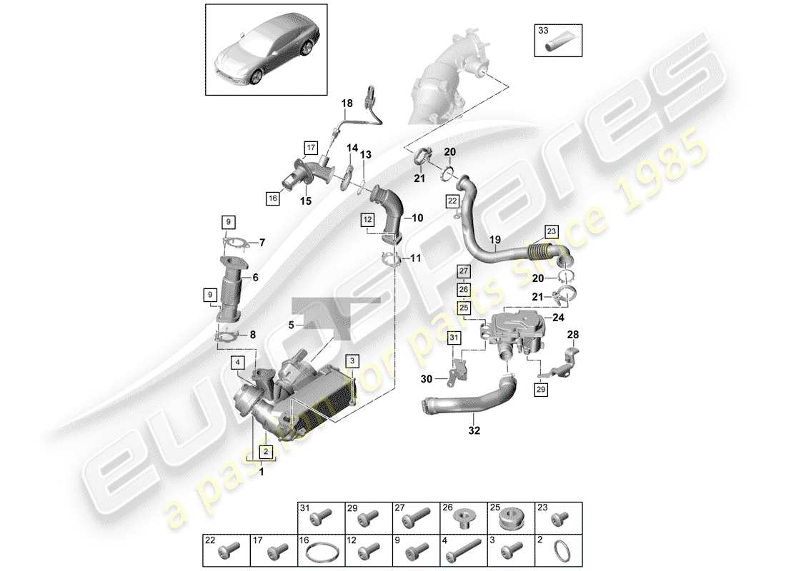 Porsche Panamera 971 (2017) exhaust recirculation Parts Diagram