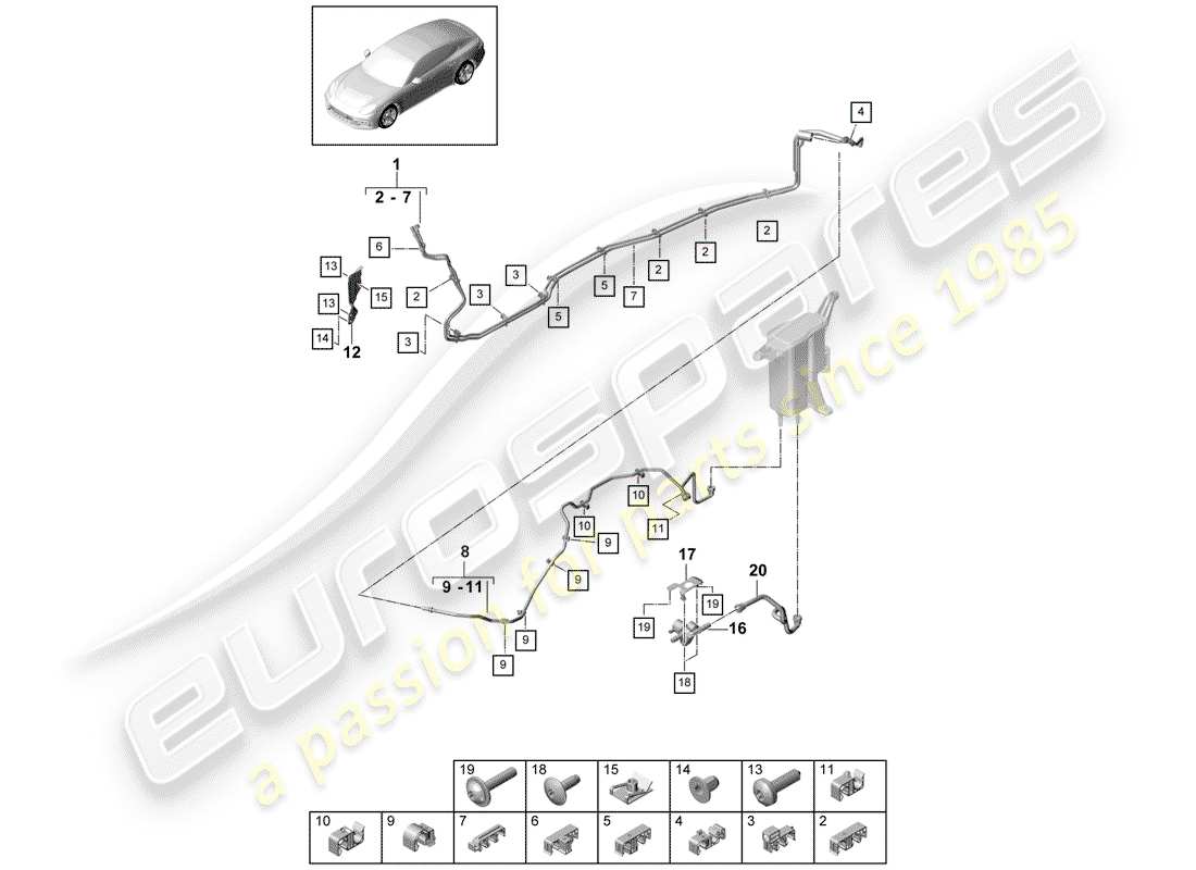 Porsche Panamera 971 (2017) FUEL LINE Parts Diagram