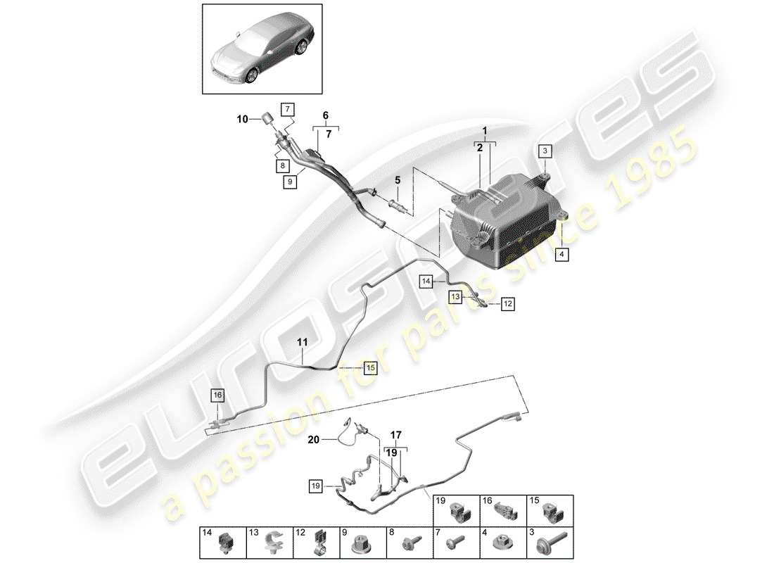 Porsche Panamera 971 (2017) ex. emission control system Parts Diagram