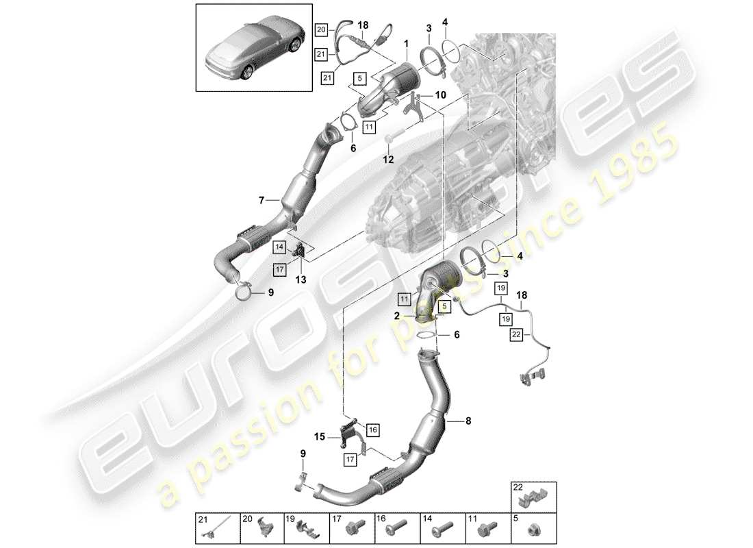 Porsche Panamera 971 (2017) Exhaust System Parts Diagram